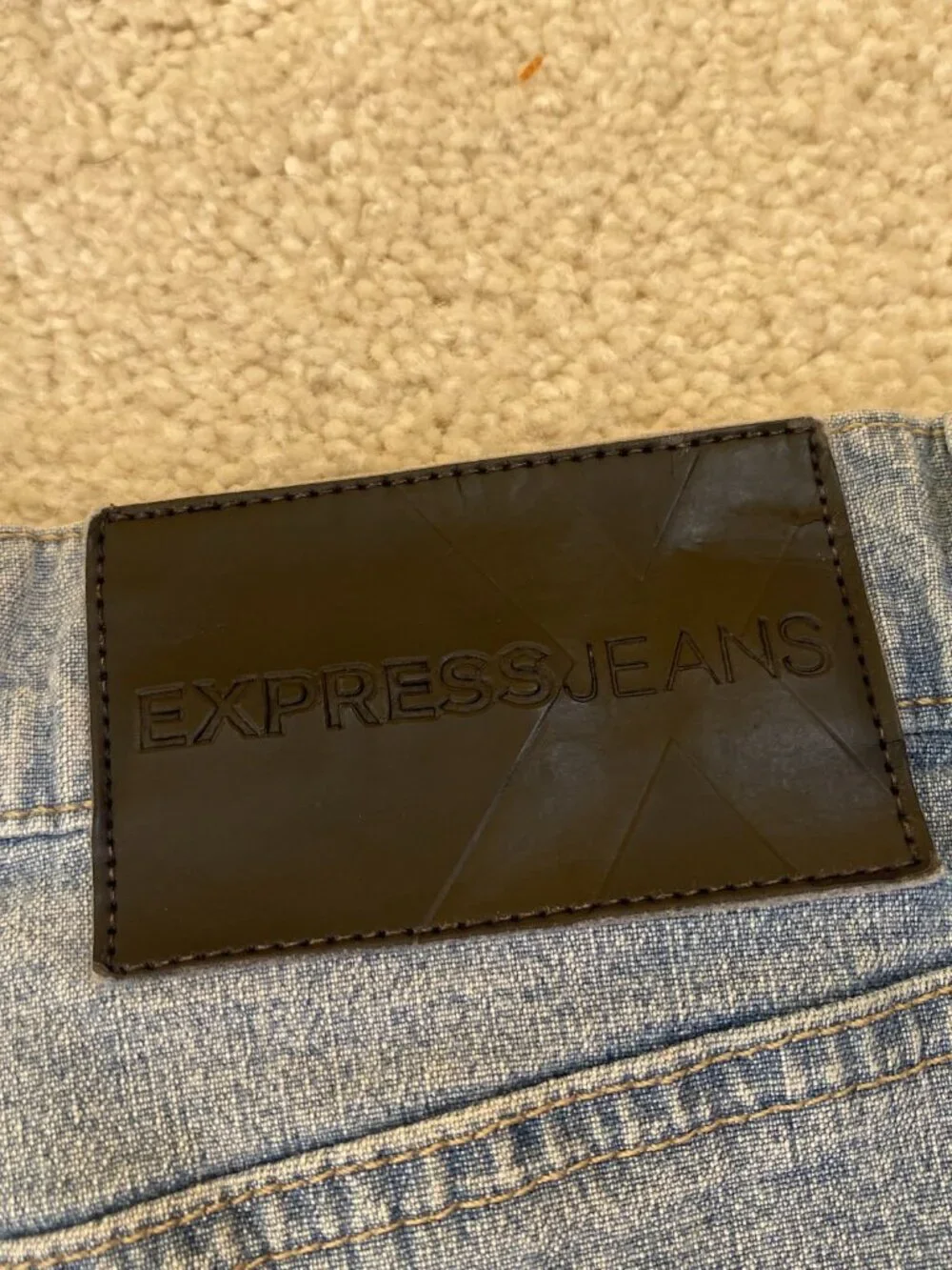 EXPRESS stretch denim light wash slit skirt, size 3/4 small